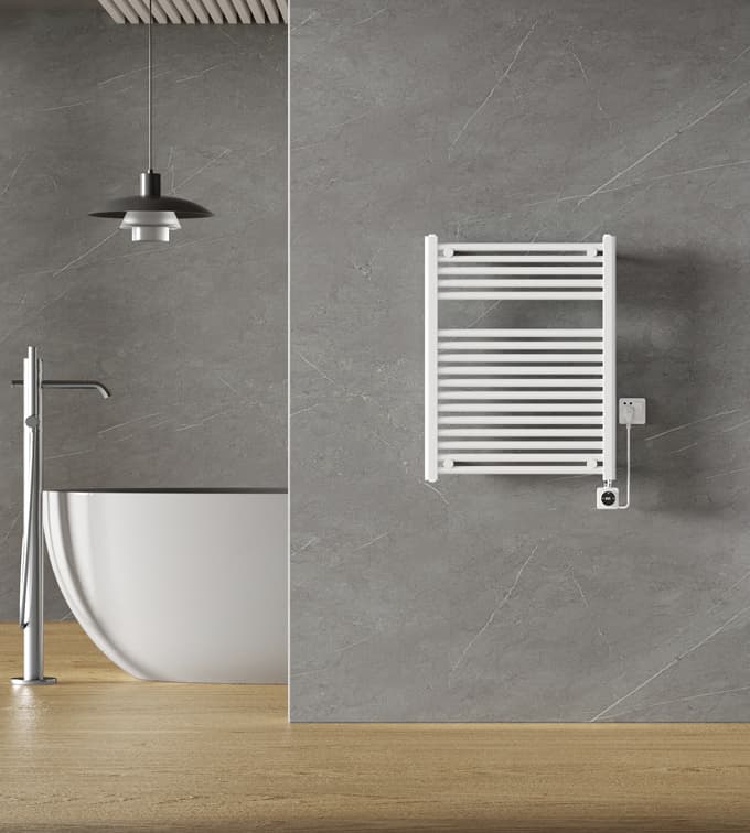 Smart WIFI - elektrische handdoekradiator - Glans Wit - 76,6 x 60 cm