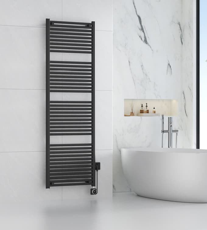 Smart - elektrische handdoekradiator (1000 Watt) - Mat Zwart - 181,7 x 60