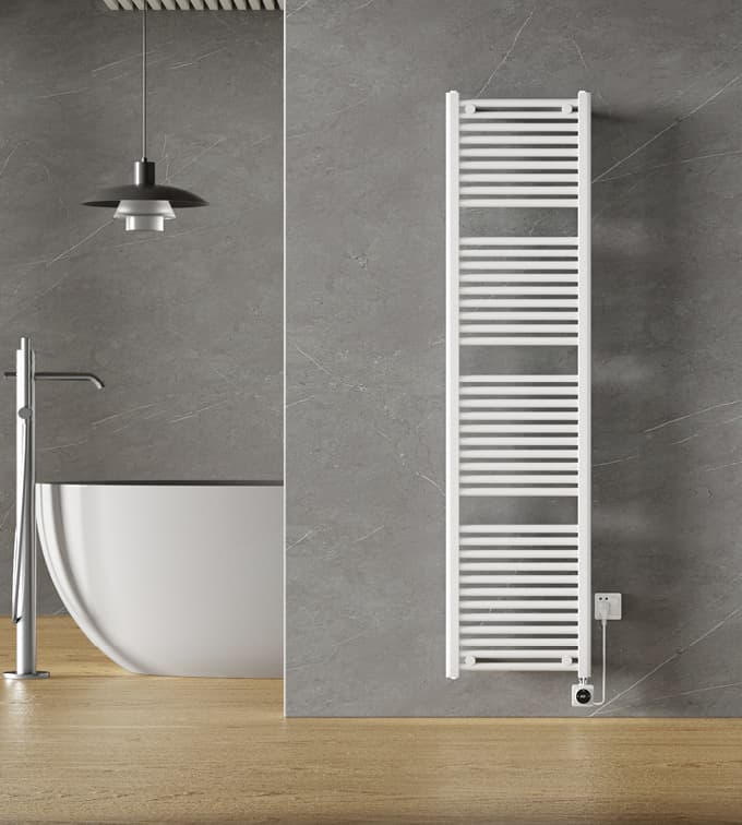 Smart - elektrische handdoekradiator (1000 Watt) - Glans Wit - 181,7 x 45