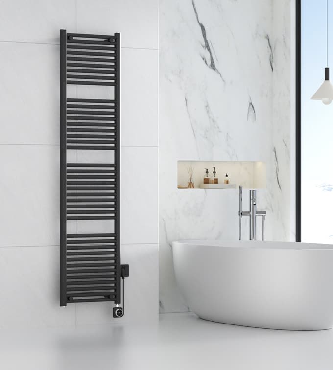 Smart - elektrische handdoekradiator (1000 W)  - Mat Zwart - 181,7 x 45