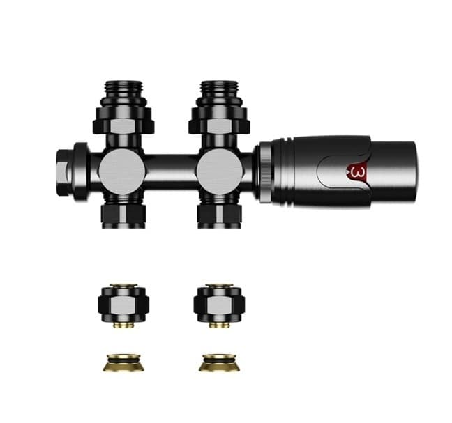 Thermostatisch Multi blok set 16 mm - Gun metal