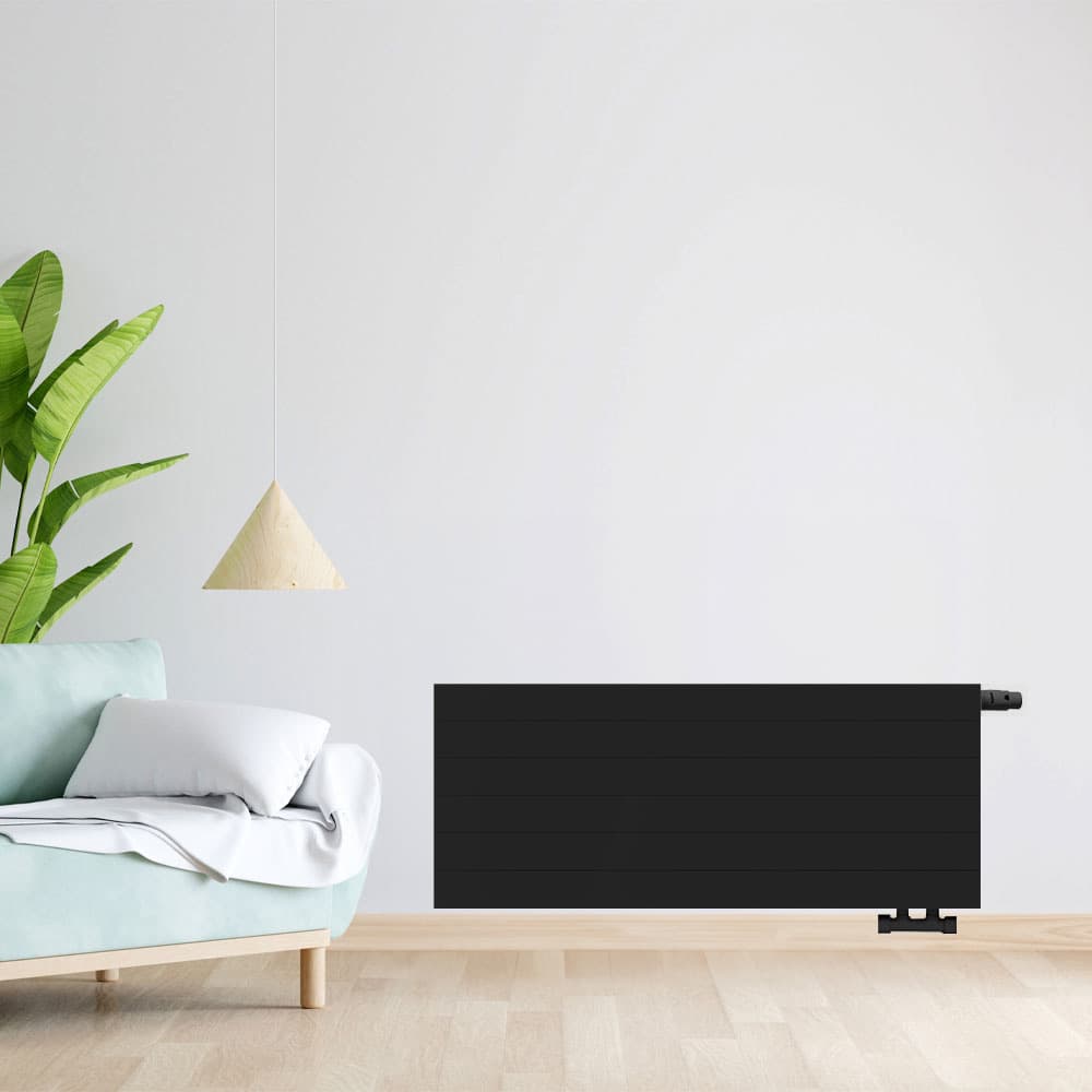 H40 x B80 T22 - Paneelradiator C6 gegroefde voorzijde Mat Zwart
