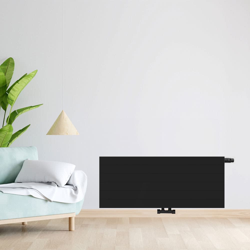 H40 x B80 T33 - Paneelradiator C8 gegroefde voorzijde Mat Zwart
