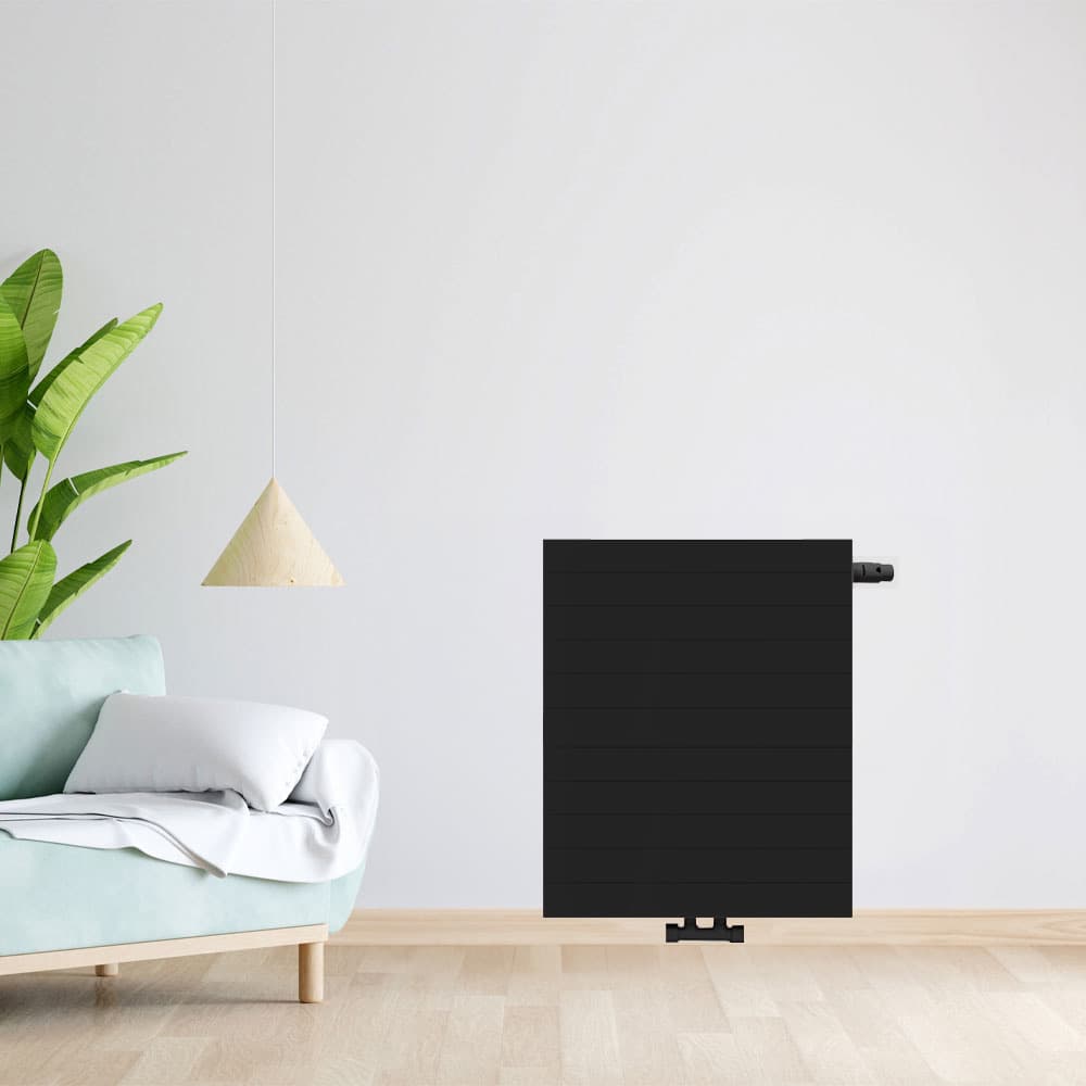 H90 x B80 T22 - Paneelradiator C8 gegroefde voorzijde Mat Zwart