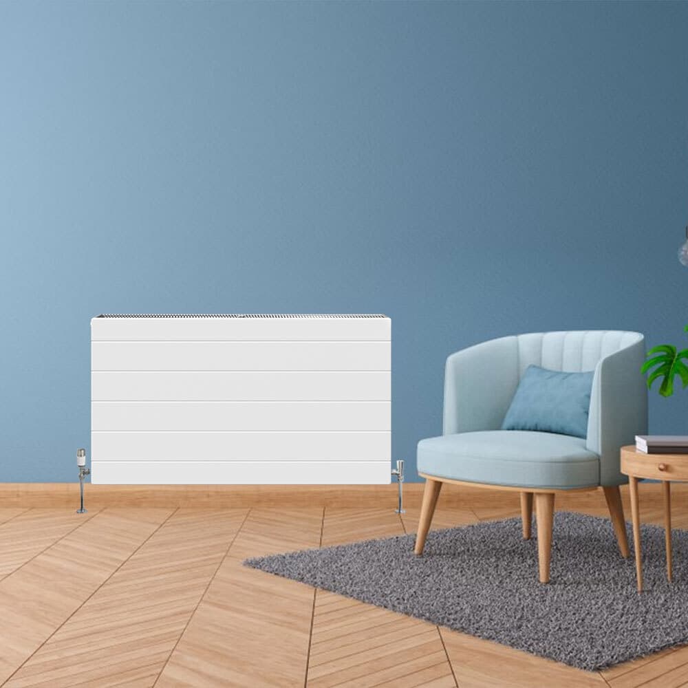 H30 x B100 T22 - Paneelradiator C4 gegroefde voorzijde Wit