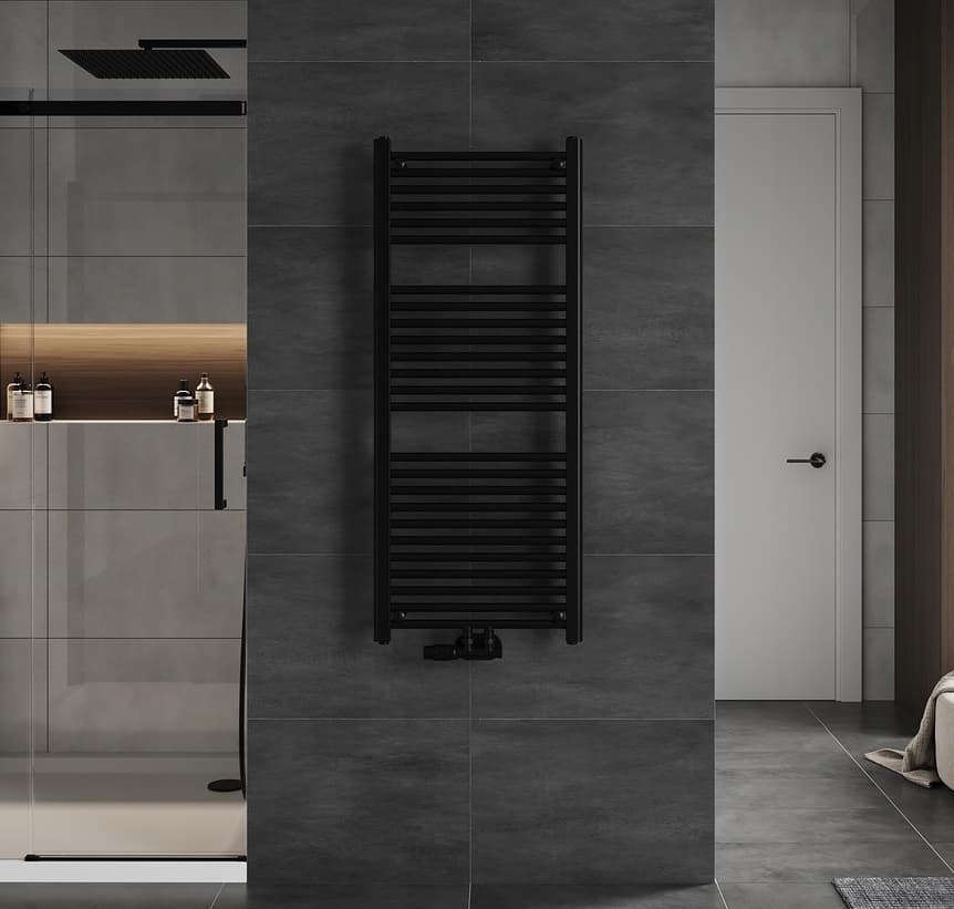 H140 x B60 cm - Handdoekradiator - Mat Zwart