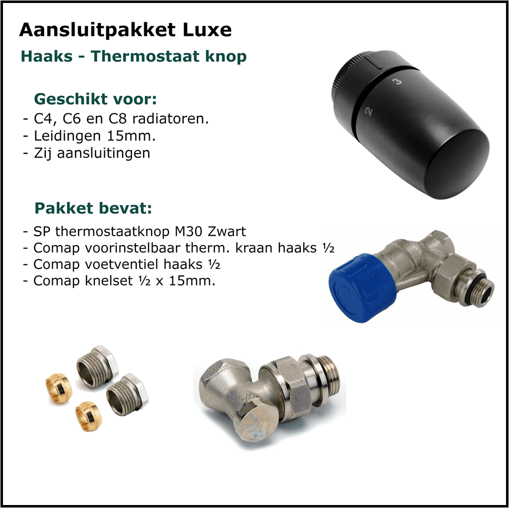 Set 5 - Zij Aansluitset Haaks - Luxe - Zwart