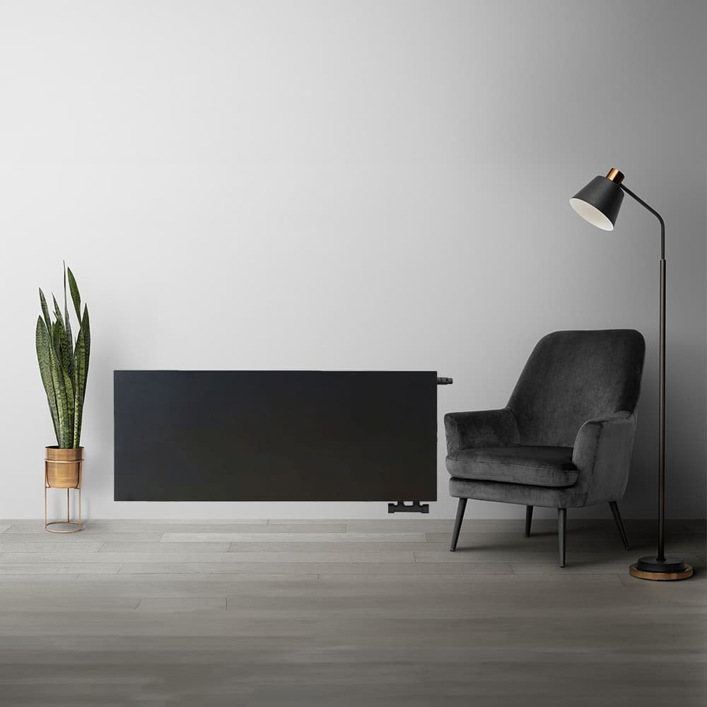 H60 x B120 T22 - Paneelradiator C6 vlakke voorzijde Mat Zwart
