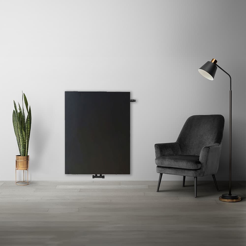 H90 x B80 T22 - Paneelradiator C8 vlakke voorzijde Mat Zwart