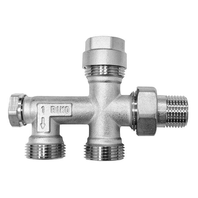 4-weg verdeler 1/2 x euro+adaptor 15mm x 2 X 3/4"