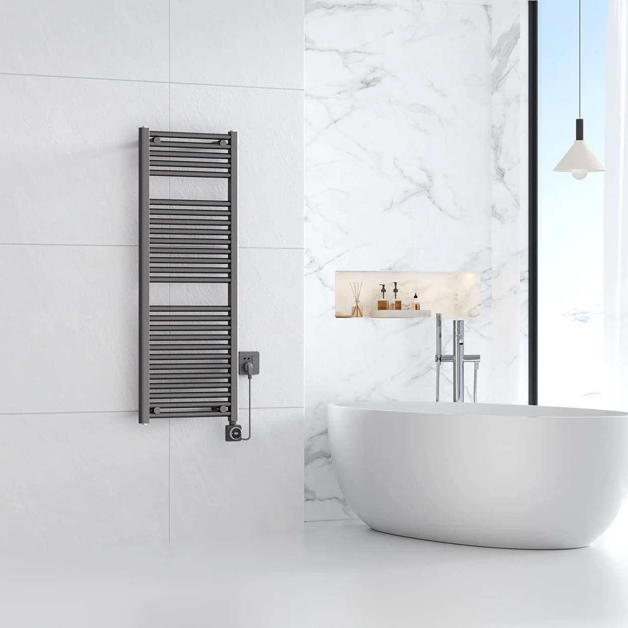 Smart WIFI elektrische handdoekradiator Gunmetal  (700 Watt) 118,5 x 45 cm