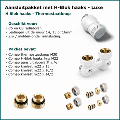 Aansluitset Wit Total Onderblok Haaks - H-Blok - Luxe