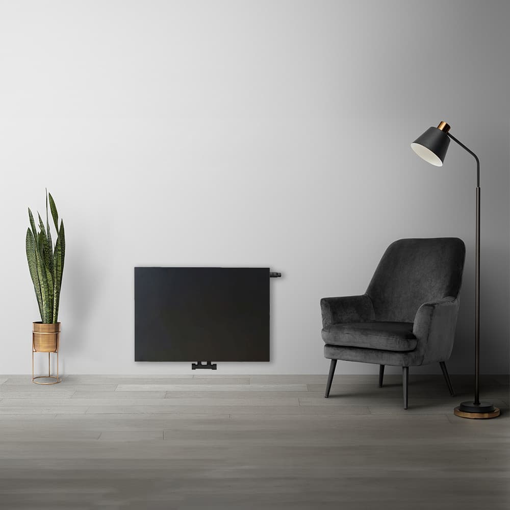 H40 x B60 T33 - Paneelradiator C8 vlakke voorzijde Mat Zwart