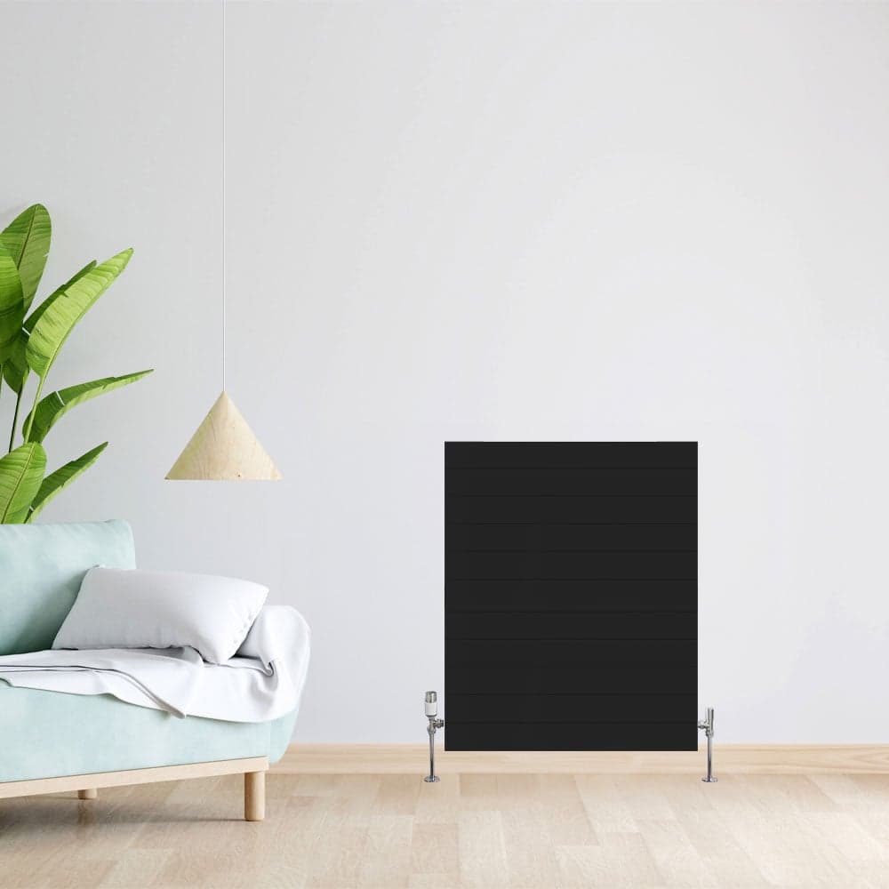 H90 x B40 T22 - Paneelradiator C4 gegroefde voorzijde Mat Zwart