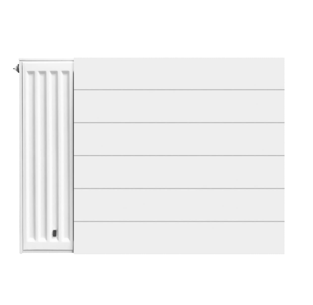 H60 x B300 cm gegroefde voorzijde radiator ombouw voorplaat - Wit (Ral 9016)
