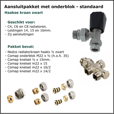 Set 7 - Aansluitset Haaks - Onderblok - Standaard - Zwart