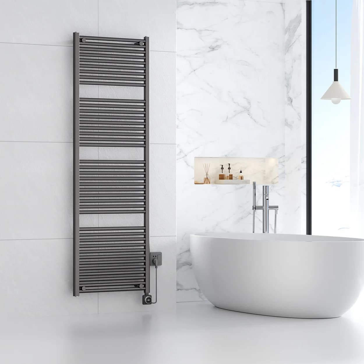 Smart WIFI elektrische handdoekradiator Gunmetal (1000 Watt) 181,7 x 60 cm