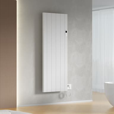 NIEUW - Elektrische designradiator verticaal 2000 Watt Smart Wifi met digitale thermostaat - Glanzend Wit